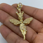 14K Gold Baby Angel with Crown CZ Pendant - additional product view 5