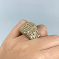 14K Gold Jumbo Stacked Diamond Baguette Ring in yellow gold - close-up product photo