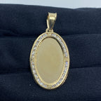 10K Gold Oval Picture Photo CZ Pendant - additional product view 2