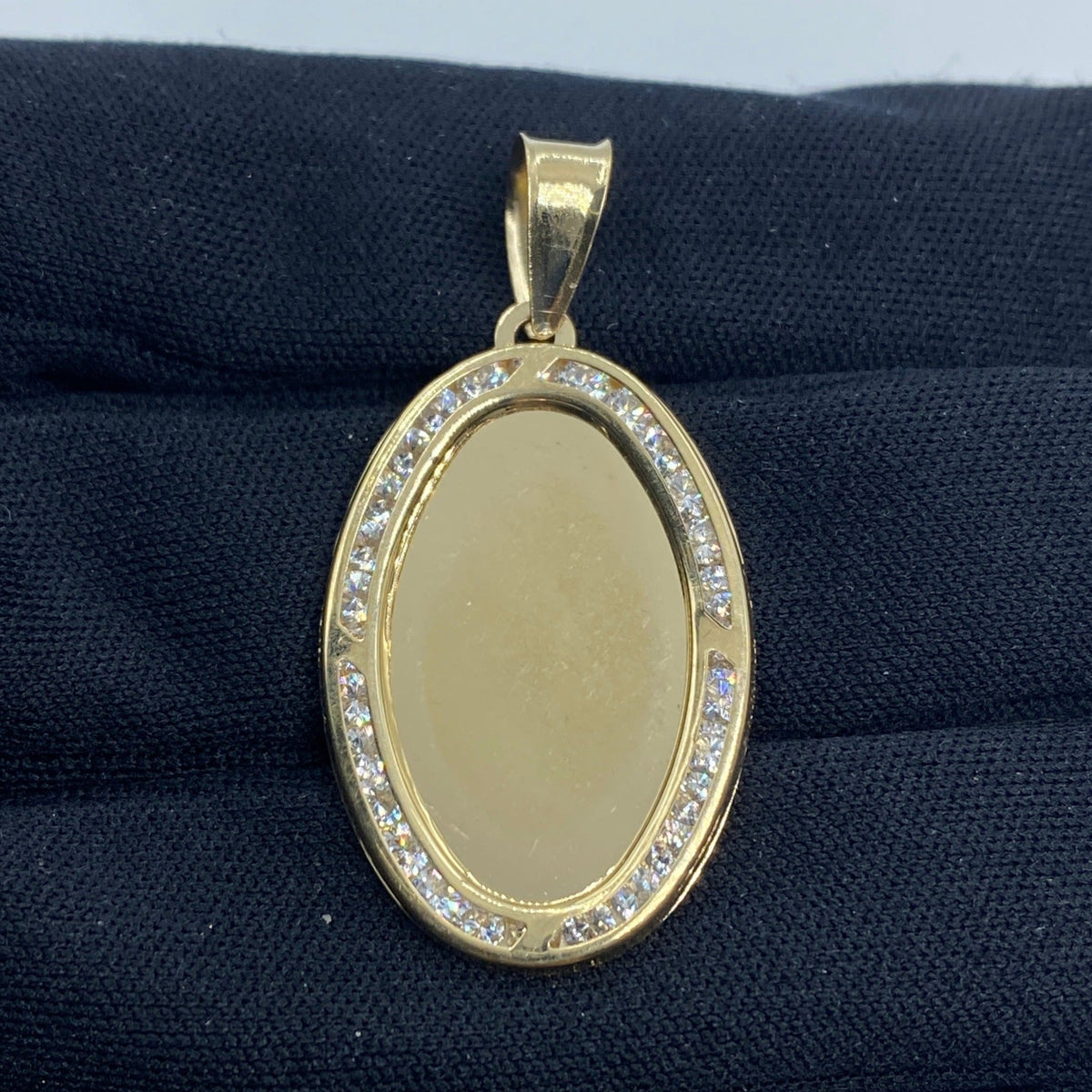 10K Gold Oval Picture Photo CZ Pendant - additional product view 2