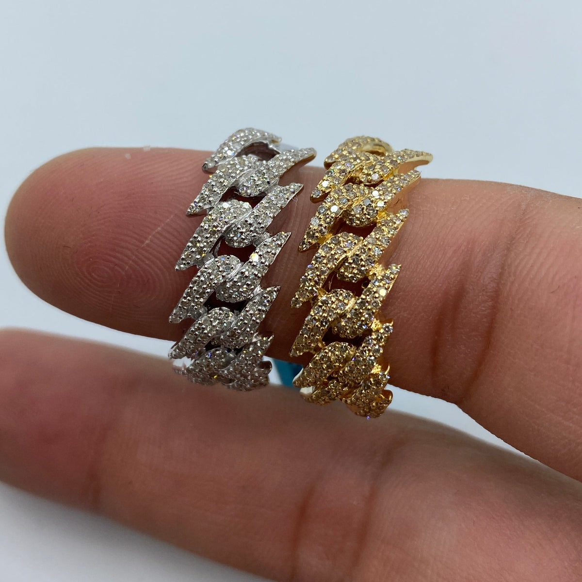 14K Gold 9mm Cuban Thorn Link Diamond Ring - additional product view 2