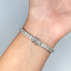 14K Gold 5mm Rectangle Link Diamond Baguette Bracelet 8 in - additional product view 3