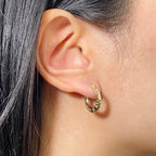 10K Gold Engraved Circle Hoop Earrings - additional product view 3
