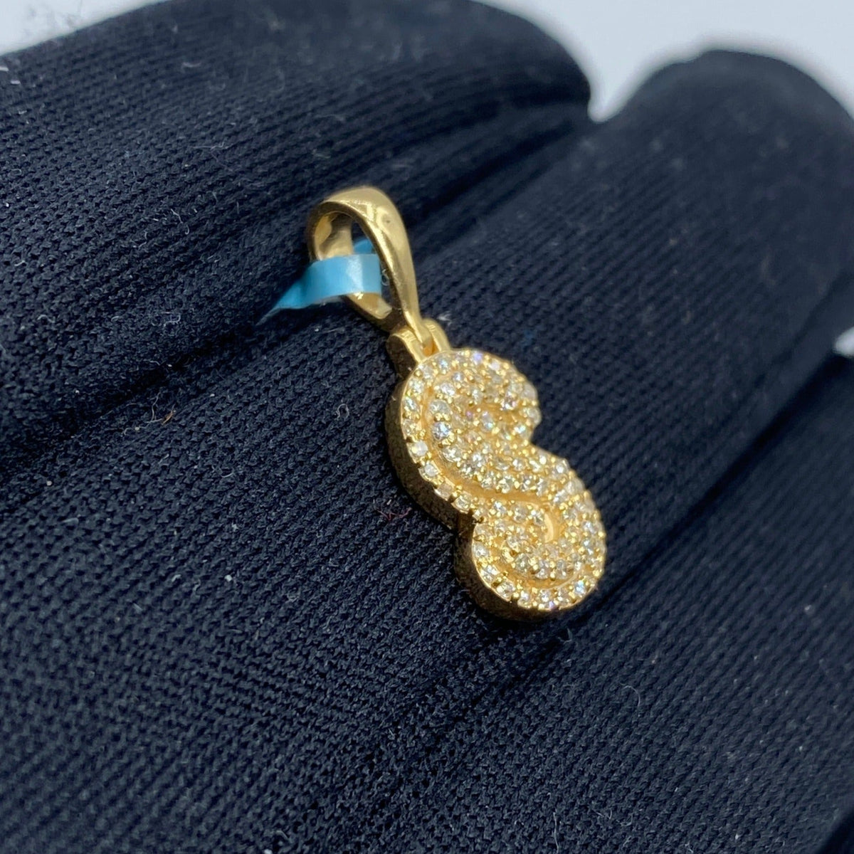 14K Gold Initial S Bubble Diamond Pendant - additional product view 3
