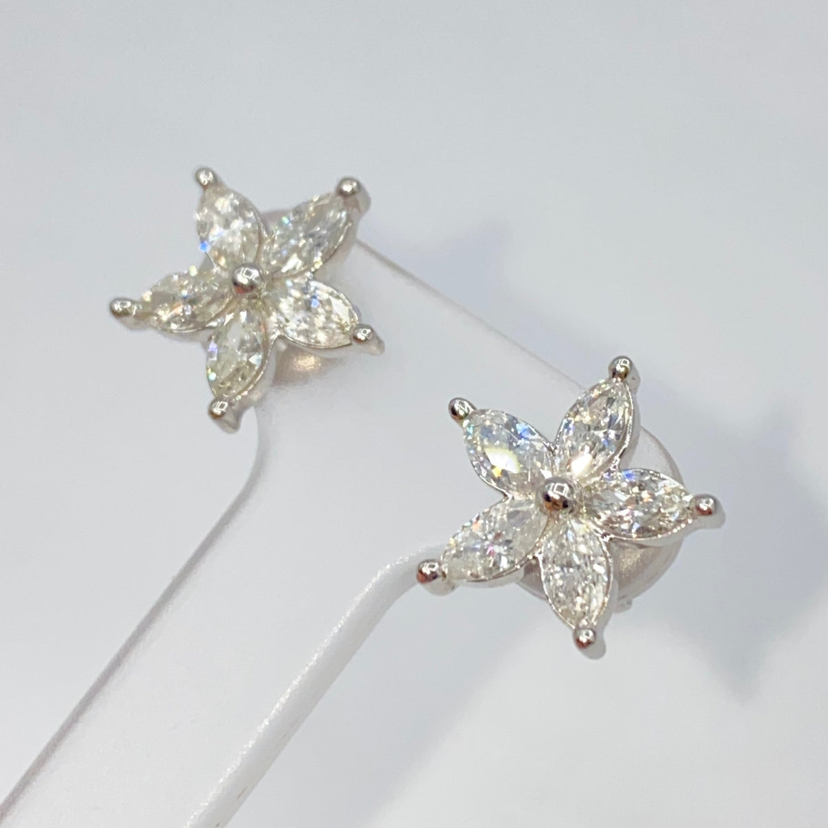 14K Gold Summer Flower Diamond Earrings - additional product view 7