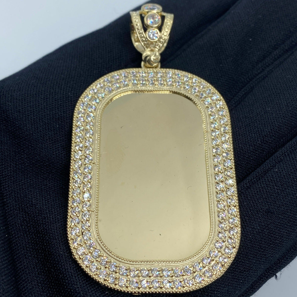 10K Gold Rounded Rectangle Picture Photo CZ Pendant - additional product view 2