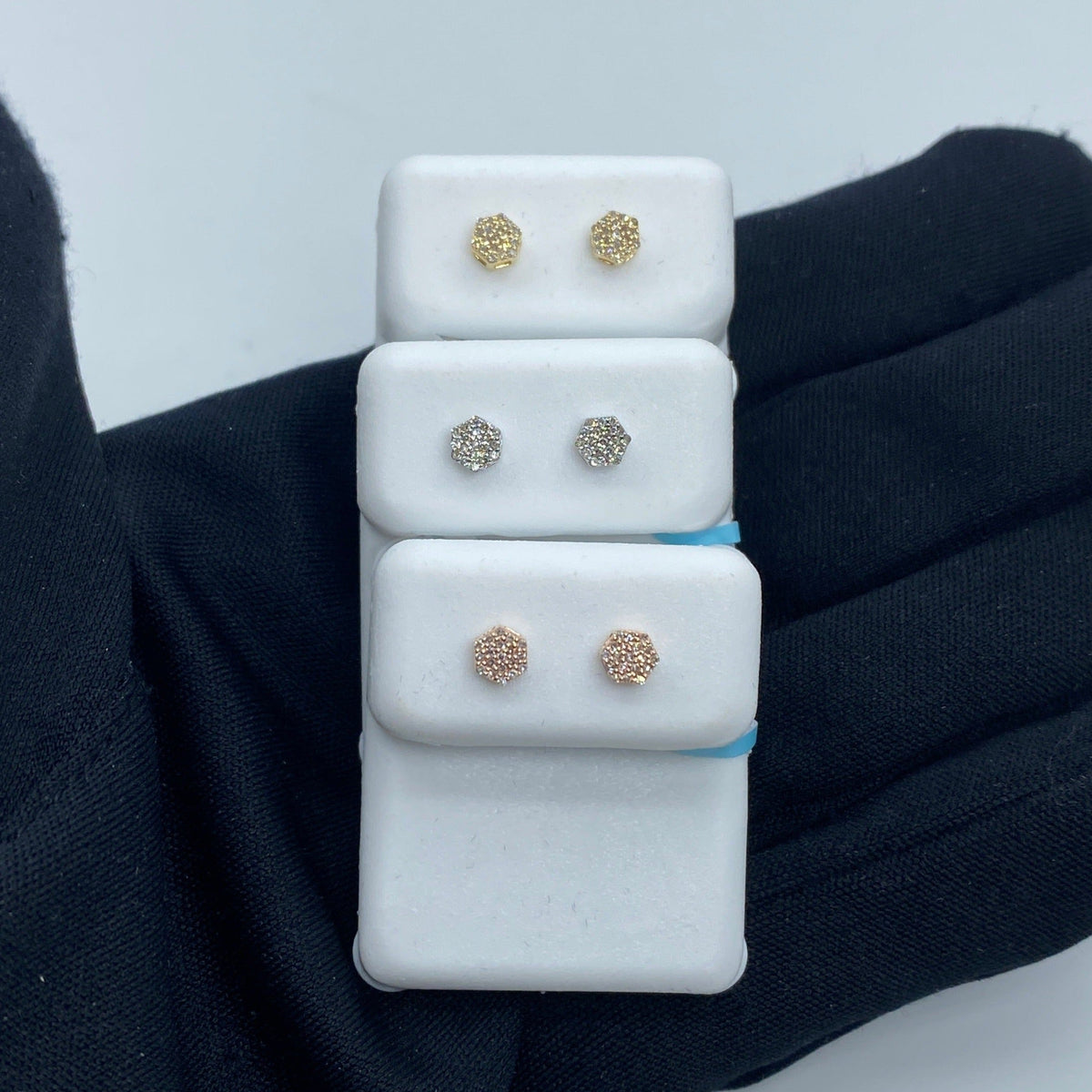 14K Gold Flower Diamond Earrings - additional product view 2