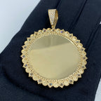 14K Gold Evil Eyes Picture Photo CZ Pendant - additional product view 4