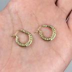 10K Gold Engraved Circle Hoop Earrings - additional product view 4