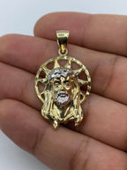 14K Gold Jesus Head with Halo Pendant 1.5 in - additional product view 5