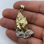 14K Gold Praying Hands Pendant 2.0 in - additional product view 2