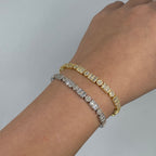 10K Gold 5.5mm Circle and Rectangle Diamond Baguette Link Bracelet 8–7.5 in - additional product view 3