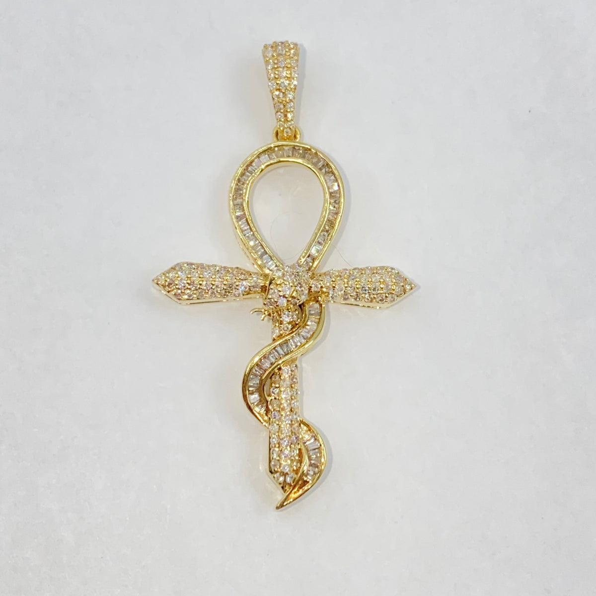 10K Gold Snake Ankh Diamond Pendant - additional product view 4