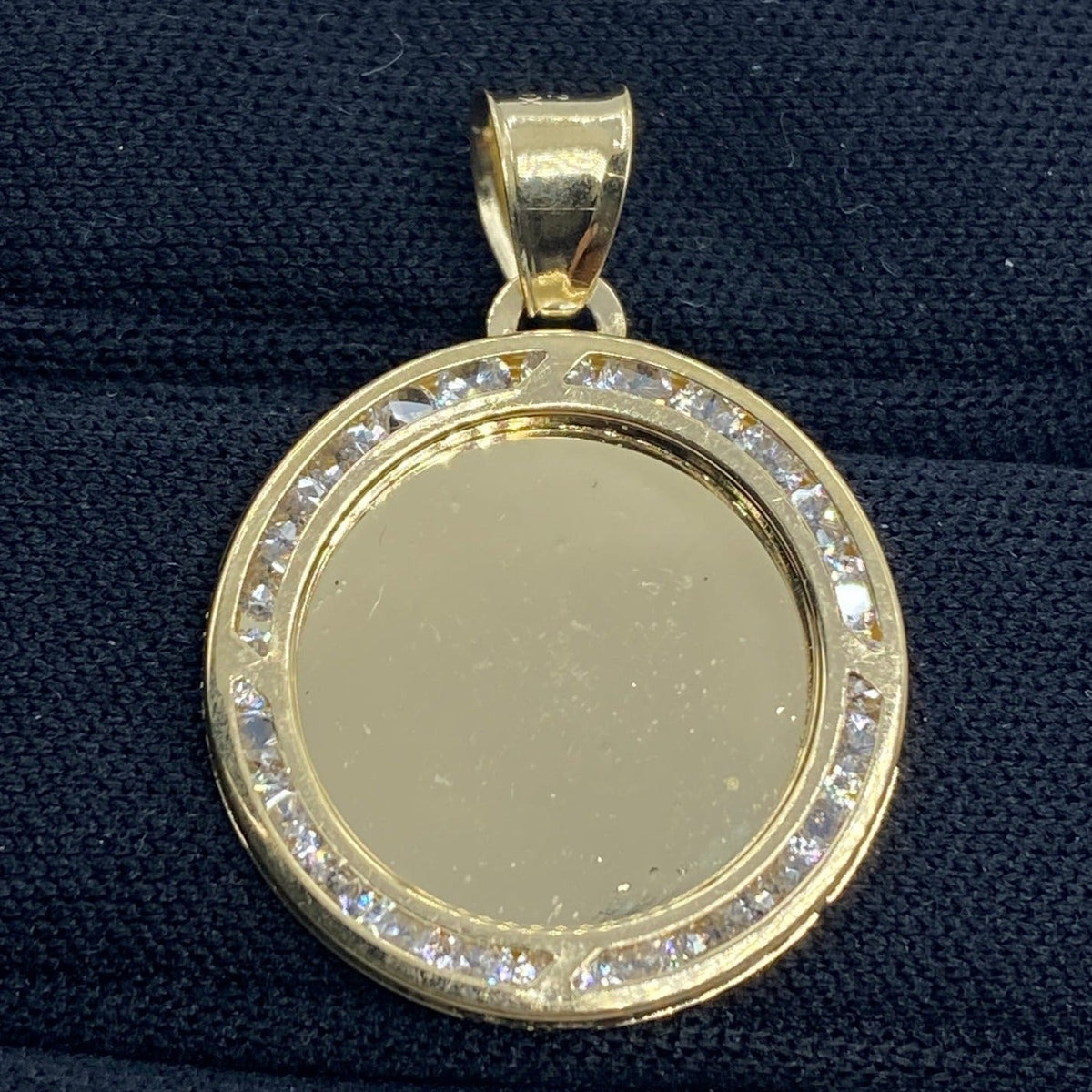 10K Gold Circle Picture Photo CZ Pendant - additional product view 2