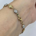 14K Gold 5.5mm Two-Tone Flat Ball Link Bracelet 7 in - additional product view 3