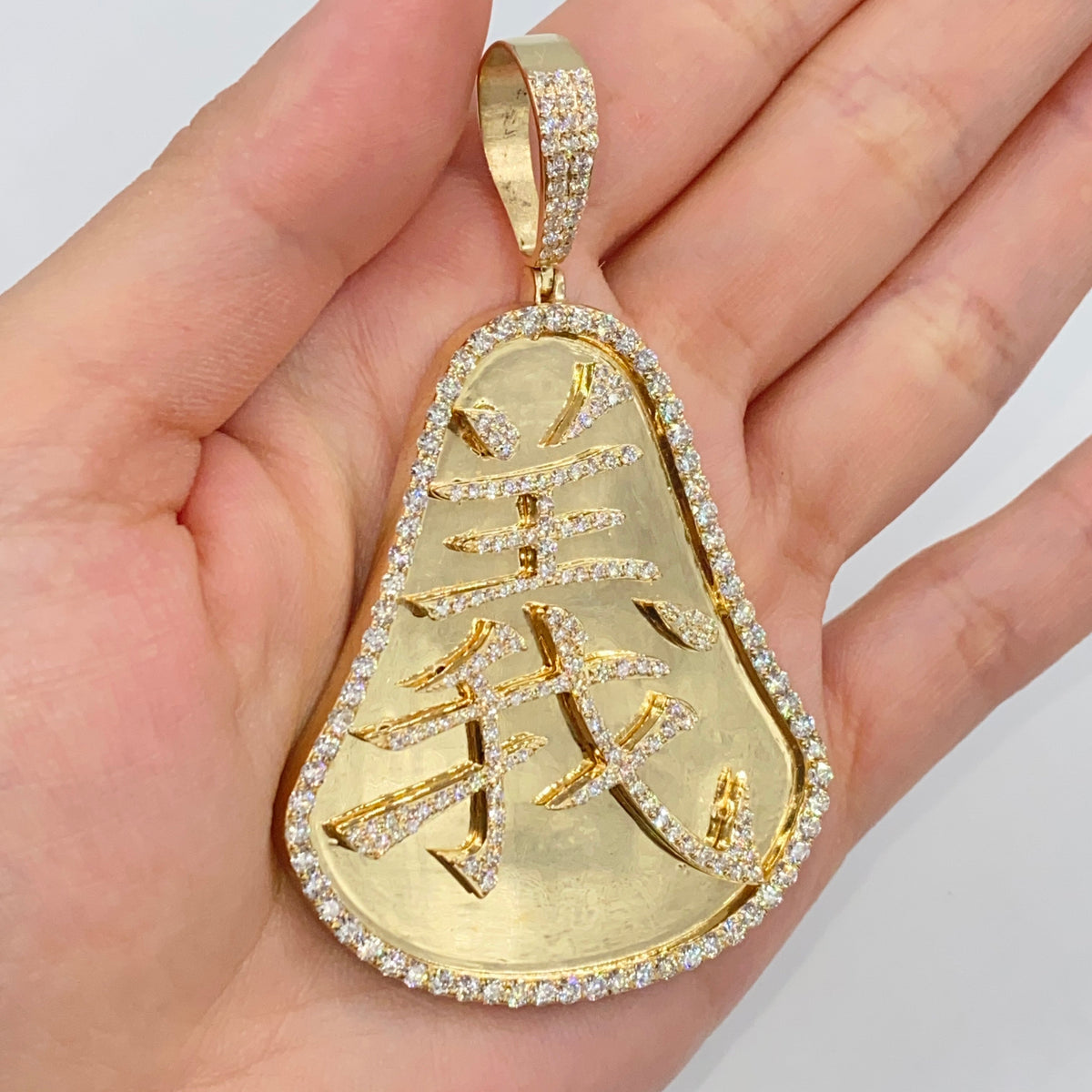 14K Gold Luck Chinese Diamond Pendant - additional product view 4