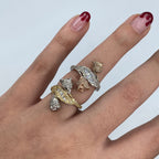 14K Gold Two-Tone Rose Flower Diamond Baguette - main product photo