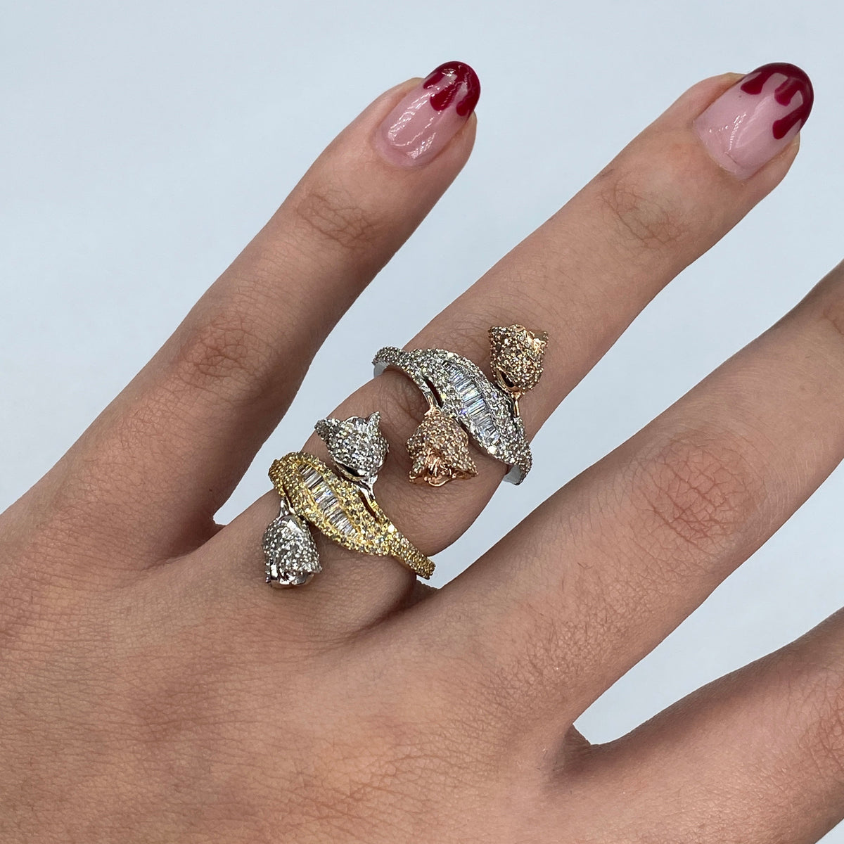 14K Gold Two-Tone Rose Flower Diamond Baguette - main product photo