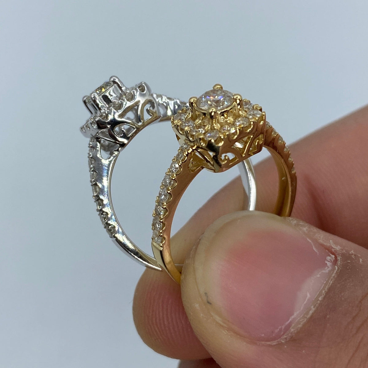 14K Gold Square Large Center Stone Diamond Engagement Ring - additional product view 5