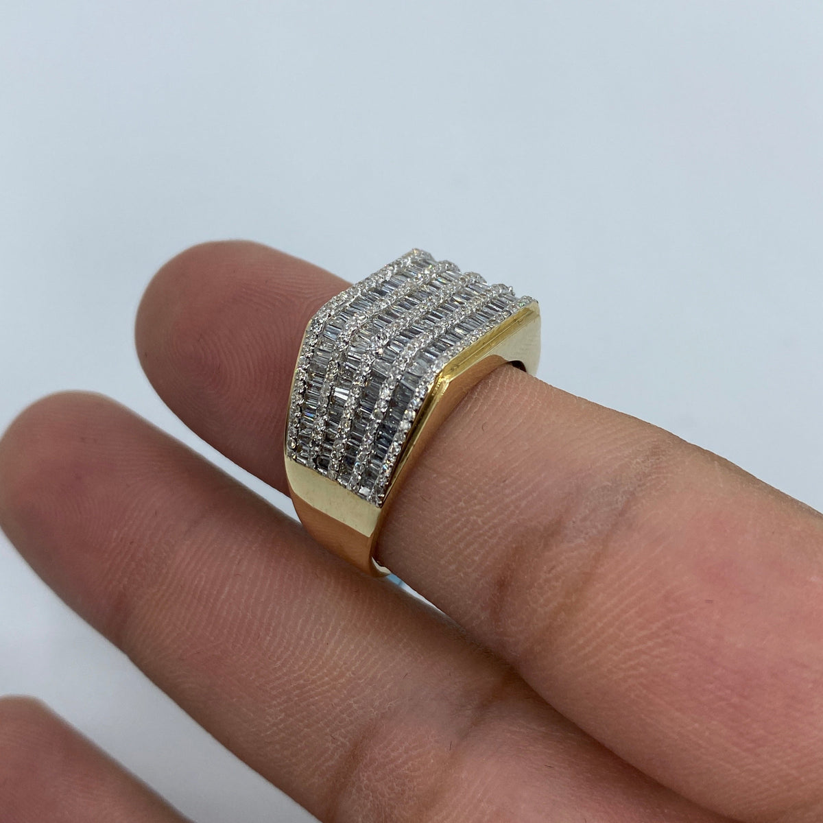 14K Gold Rectangle Quad-Row Diamond Baguette Ring - additional product view 3