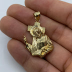 14K Gold Jesus Carrying Cross Pendant 1.5 in - additional product view 2
