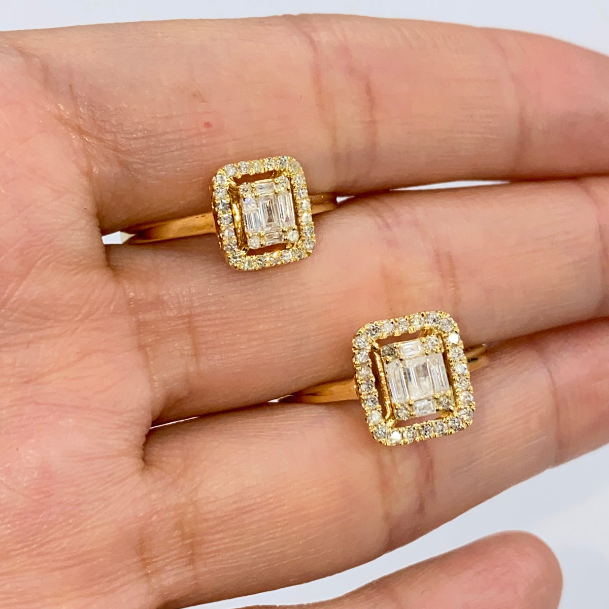 14K Gold Palace Square Halo Diamond Baguette Engagement Ring - additional product view 16