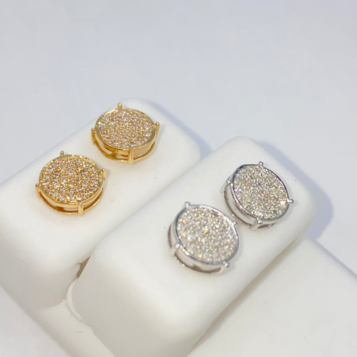 14K Gold 8mm Circle Diamond Earrings - additional product view 7