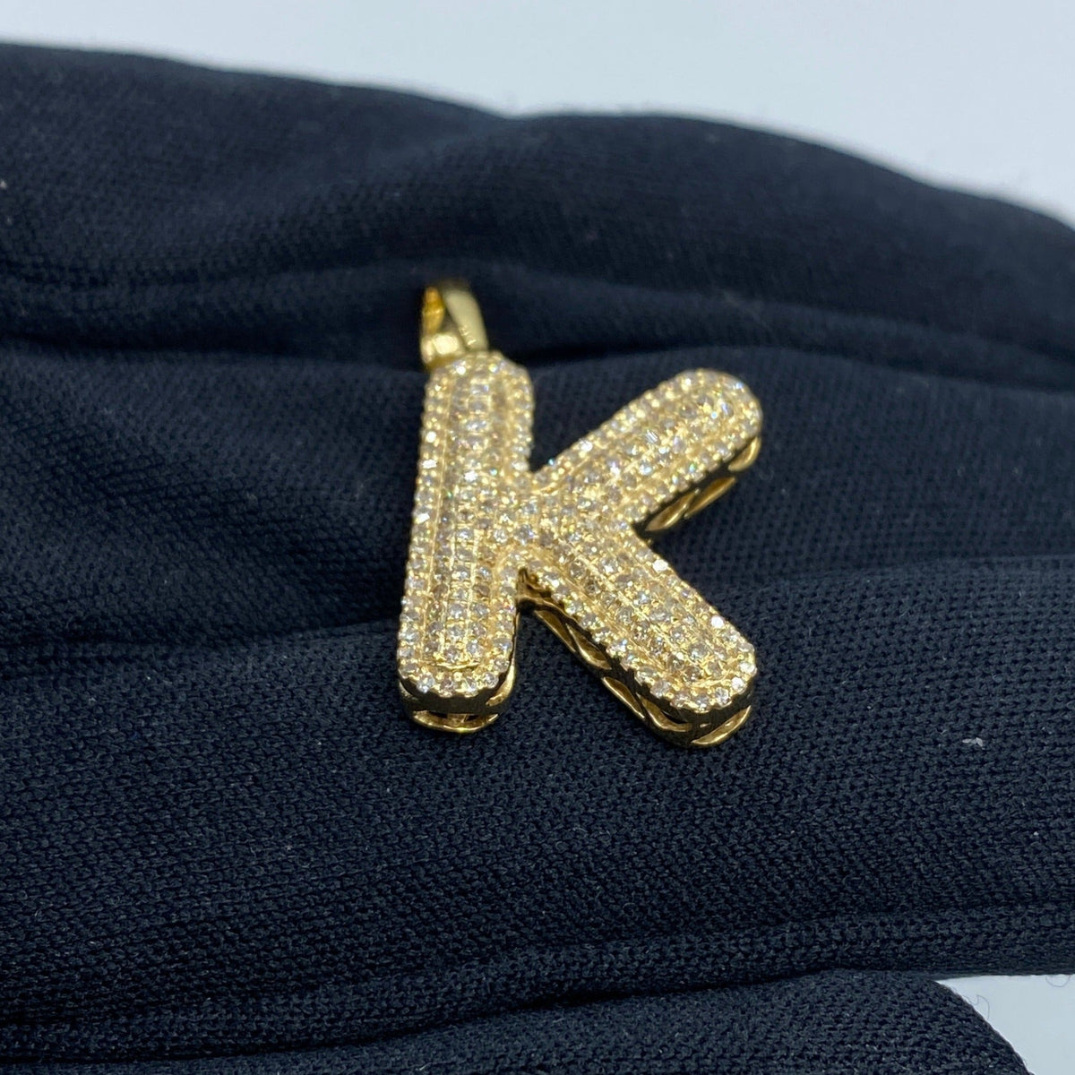 Initial K Bubble Diamond Pendant - additional product view 4