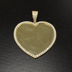 10K Gold Heart Halo Diamond Photo CZ Pendant - additional product view 4