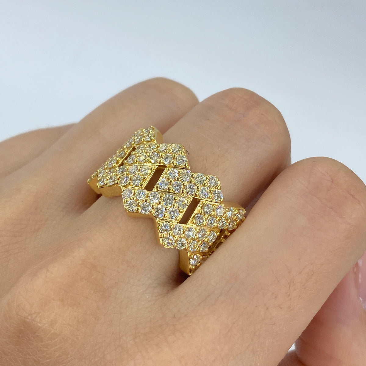 14K Gold Cuban Link Eternity Diamond Ring - additional product view 3