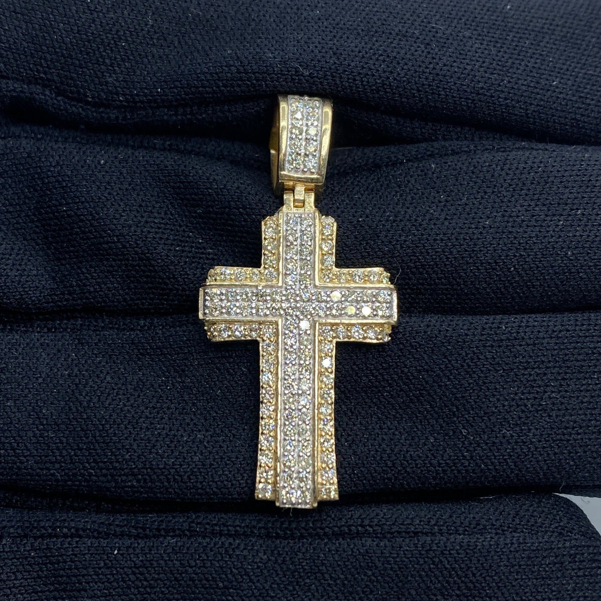10K Gold Traditional Cross Diamond Pendant 1.2 Ct - additional product view 2