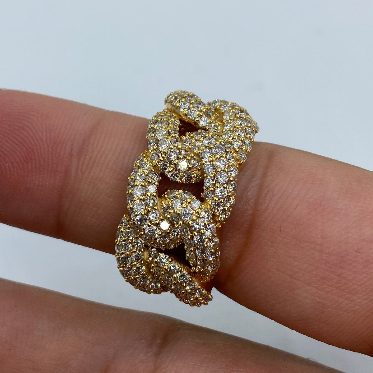 14K Gold Iced-Out Cuban Link Diamond Ring - additional product view 3