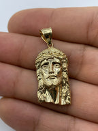 14K Gold Jesus Head Pendant 1.4 in - additional product view 2
