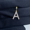 14K Gold Single Stone Initial A Diamond Pendant, Small - close-up product photo