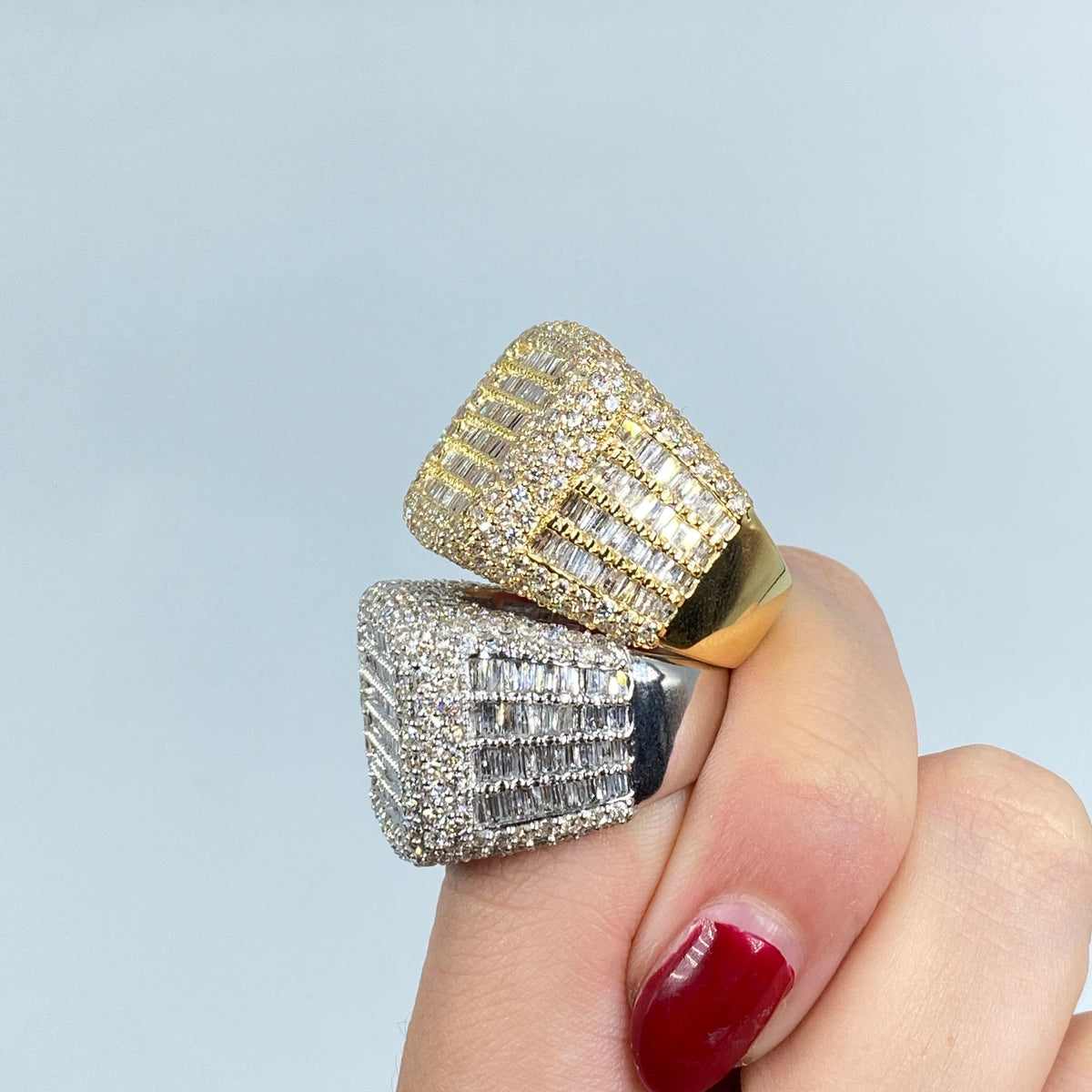 14K Gold Jumbo Stacked Diamond Baguette Ring - additional product view 4