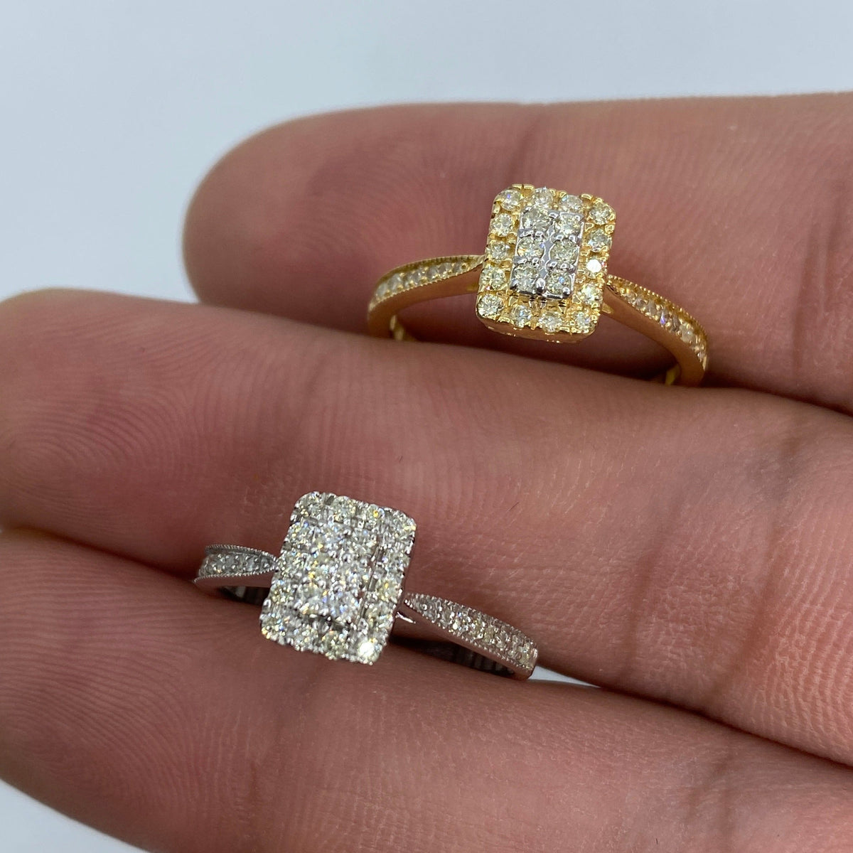 14K Gold Rectangle Diamond Engagement Ring - main product photo