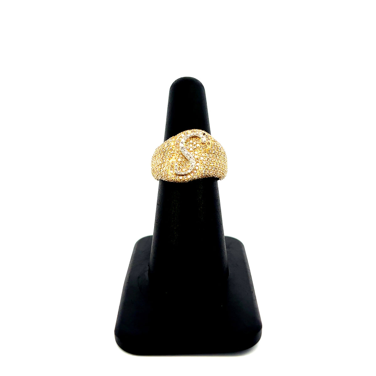 10K Gold Bubble Script Initial Diamond Ring - additional product view 4