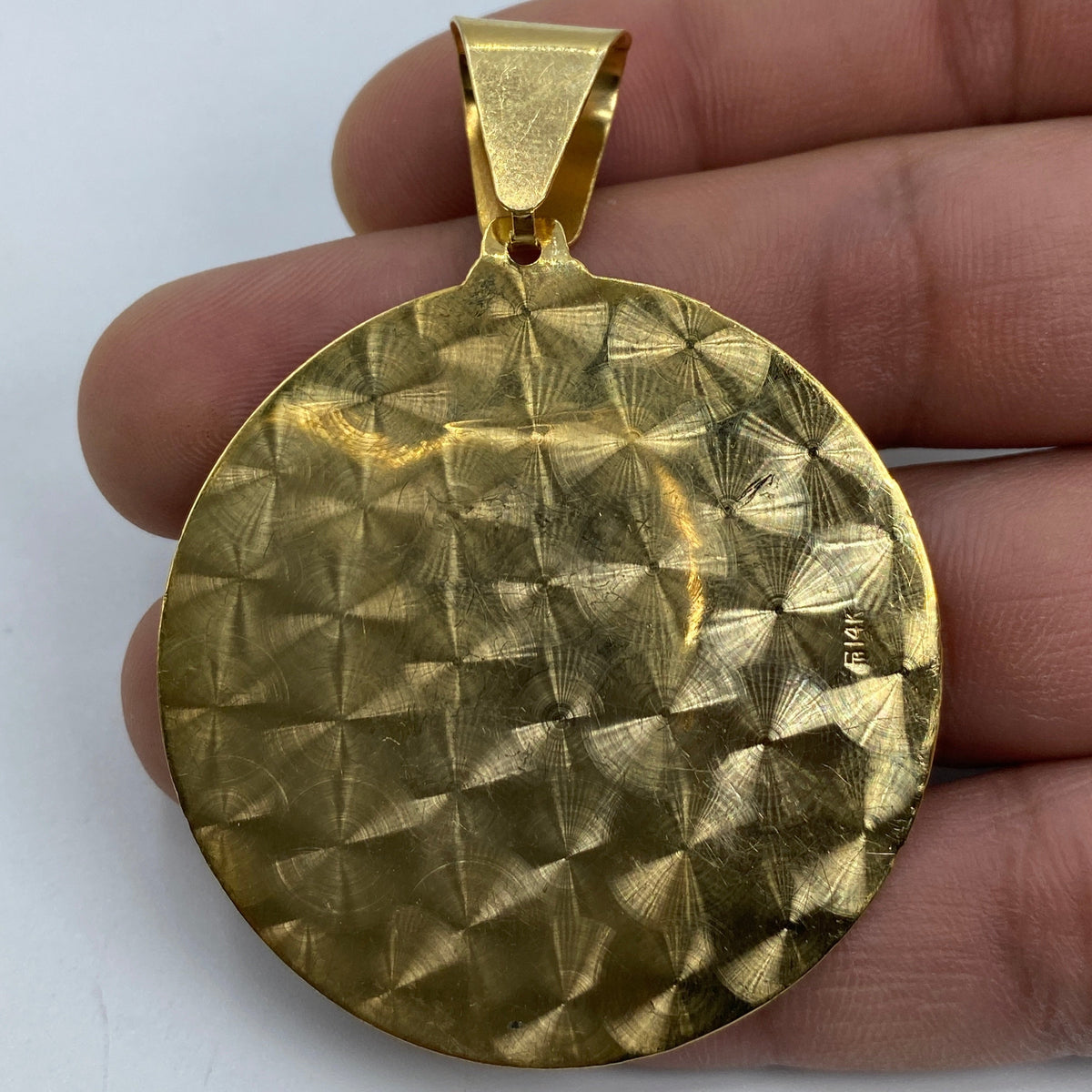 14K Gold Saint Caridad Del Cobre Round Medallion Pendant 2.5 in - additional product view 4