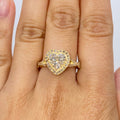 14K Gold Heart Shaker Diamond Ring in yellow gold - close-up product photo