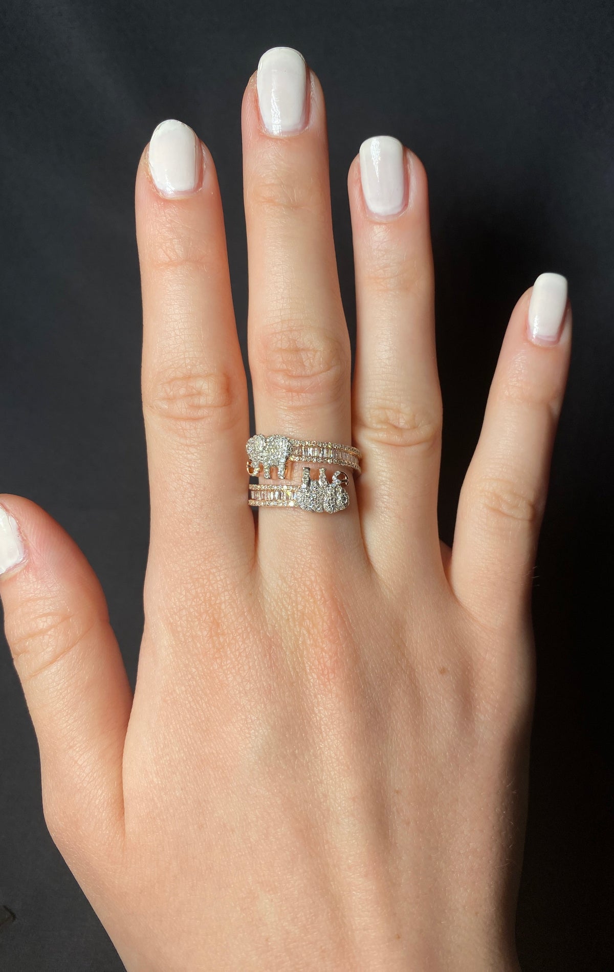 10K Gold Baguette Elephant Diamond Ring - additional product view 6
