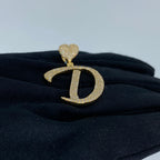 14K Gold Initial D Script Heart Diamond Pendant - additional product view 4