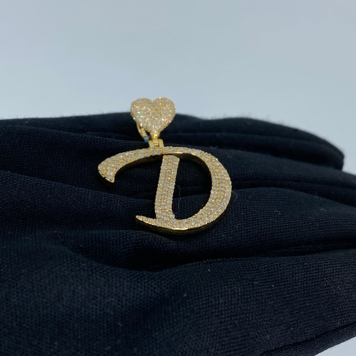 14K Gold Initial D Script Heart Diamond Pendant - additional product view 4
