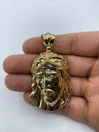14K Gold Jesus Head Pendant 2.5 in - additional product view 6