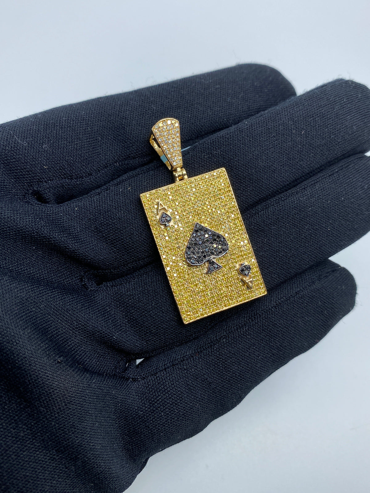 14K Gold Ace of Spades Playing Card Diamond Pendant - additional product view 4