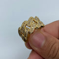 14K Gold Round Diamond Baguette Cuban Link Ring 1.6 Ct in yellow gold - close-up product photo