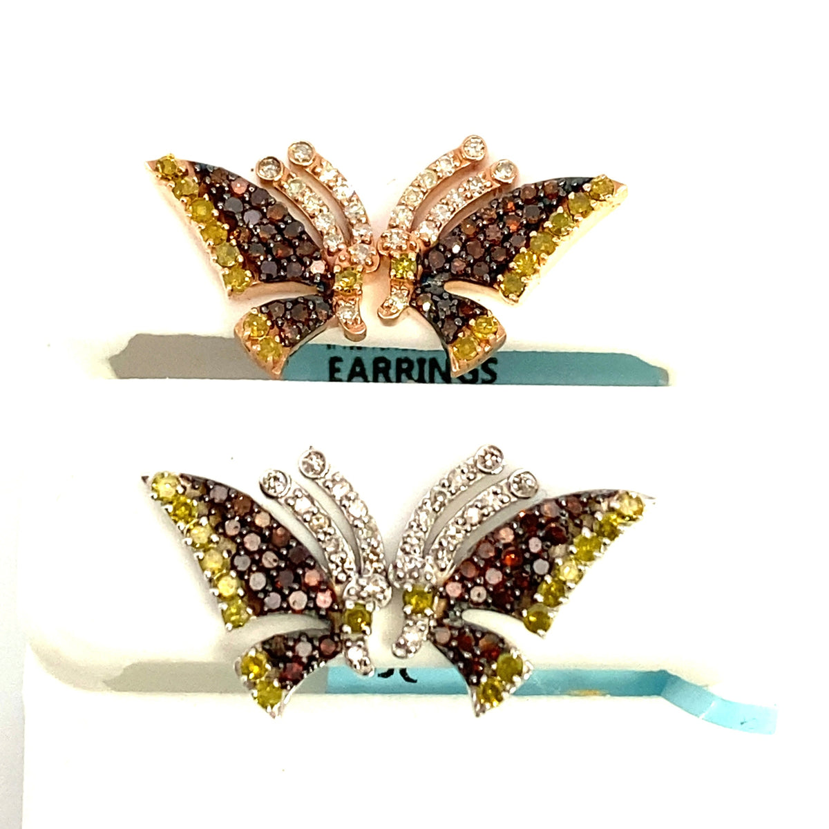 14K Gold Medium Butterfly Diamond Earrings - additional product view 2