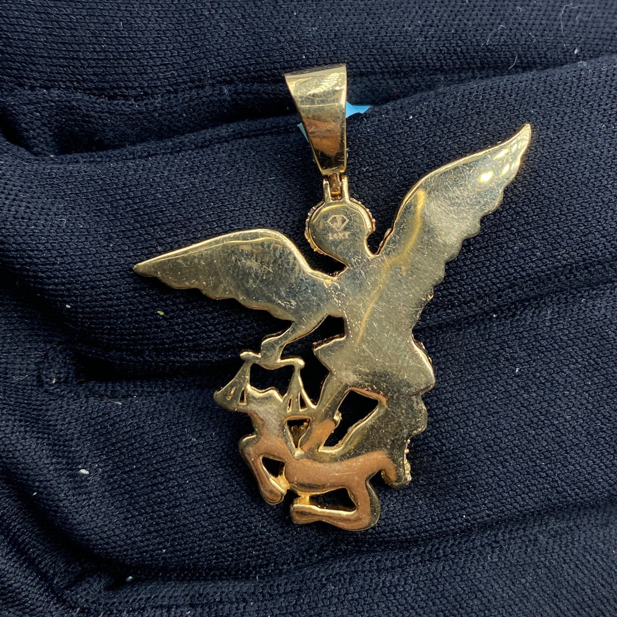 14K Gold Saint Michael Diamond Pendant - additional product view 4