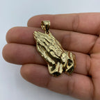 14K Gold Praying Hands Pendant 1.8 in - additional product view 5