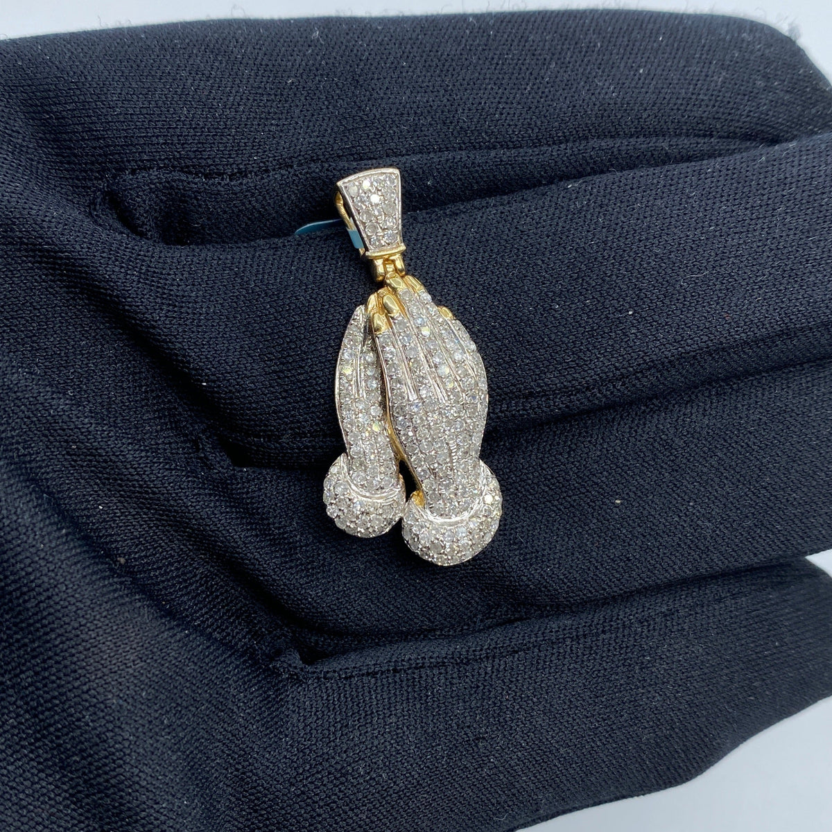 14K Gold Praying Hands Diamond Pendant - additional product view 4