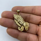 14K Gold Praying Hands Pendant 1.5 in - additional product view 5